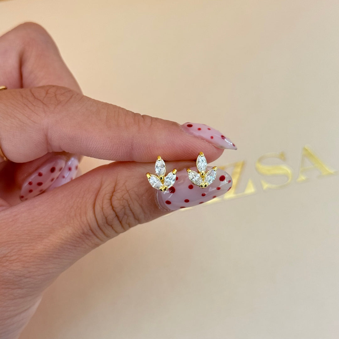 Dainty marquise zircone gold plated studs