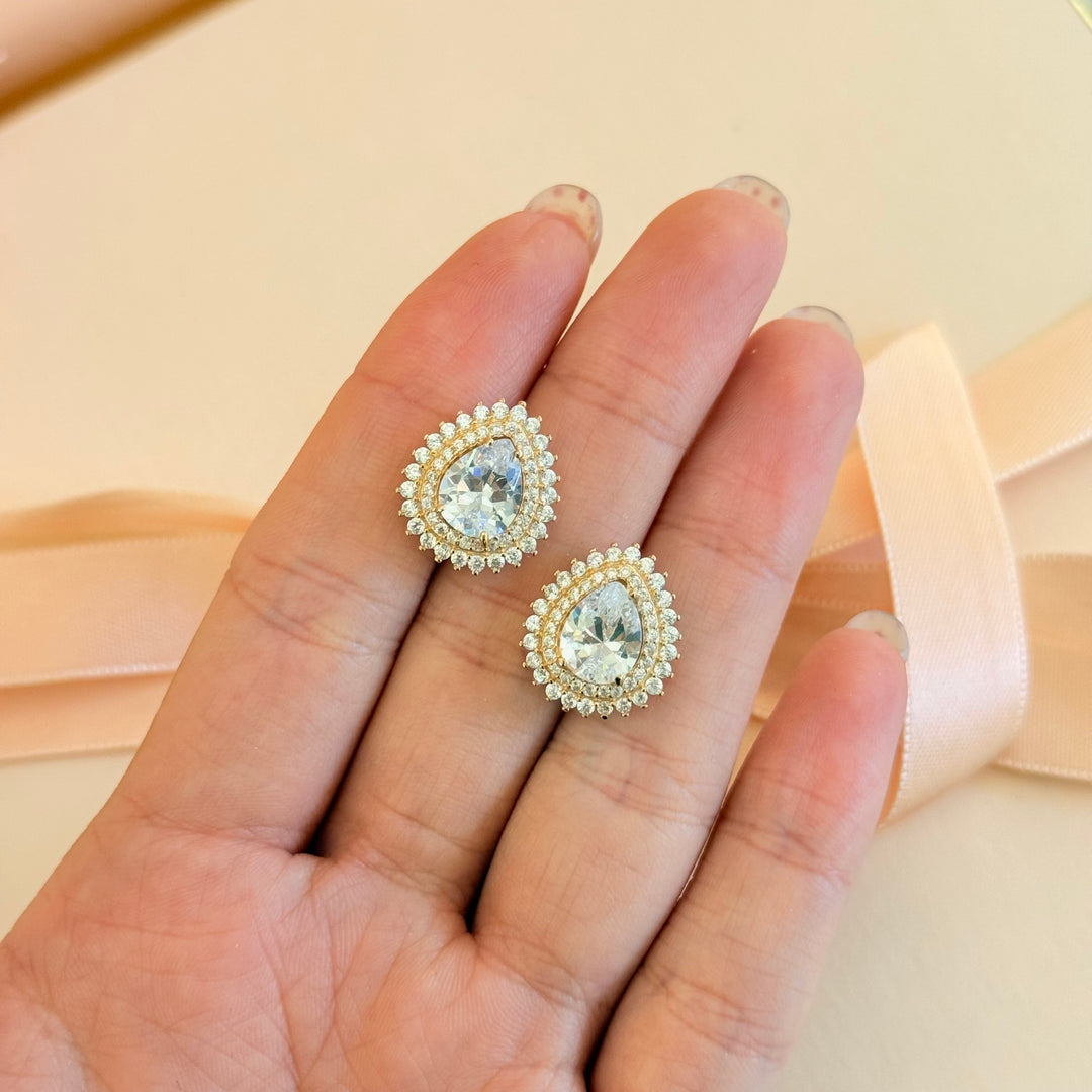 Teardrop zircone gold plated earrings