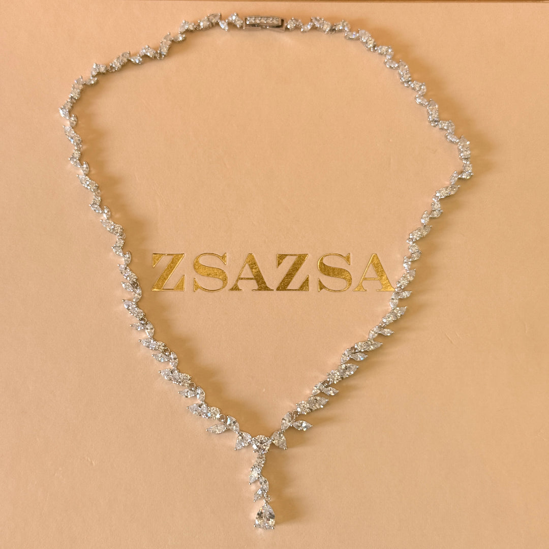 Marquise and teardrop zircone silver set