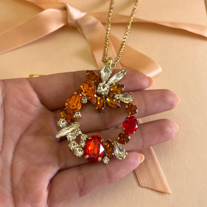 Orange and red Preciosa crystals set