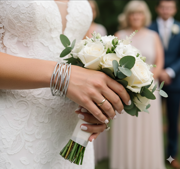 Zircone white gold plated bangle