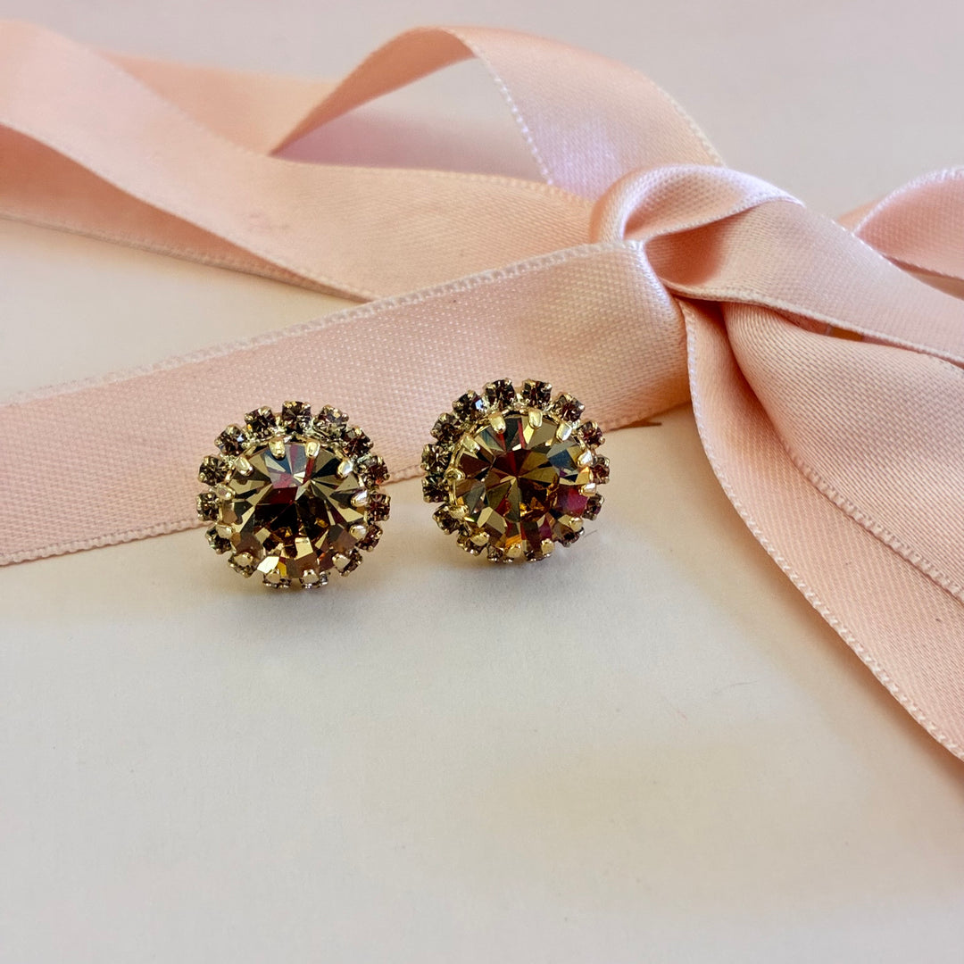 Bronze Swarovski crystals dainty round set