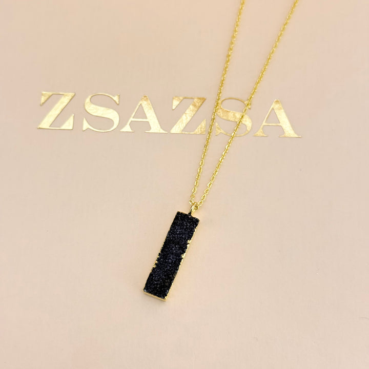 Black Agathe gold plated pendant set
