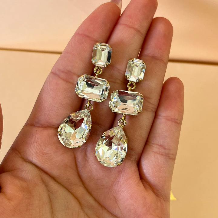 Swarovski crystals mix of shapes gold plated earrings