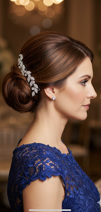 Silver dainty cubic zircone leaf hair clip