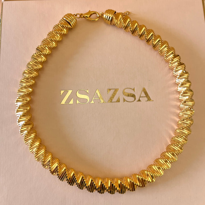 Twisted chain gold plated necklace