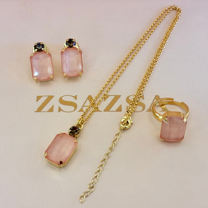Peach Rectangular Swarovski crystals set