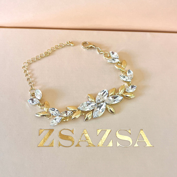 Swarovski crystals marquise gold plated set