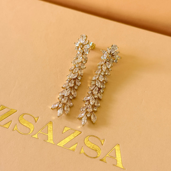 Marquise zircone gold plated earrings and bracelet