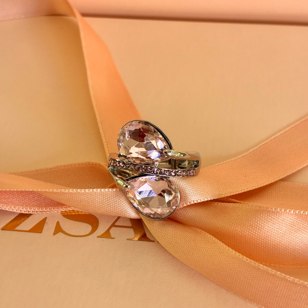 Double teardrop light pink silver plated set