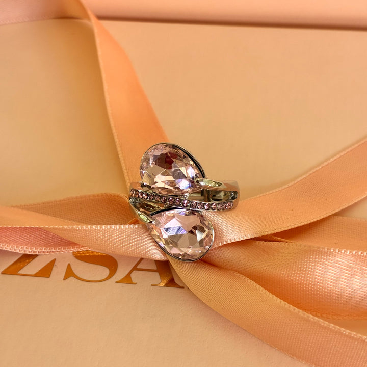 Double teardrop light pink silver plated set