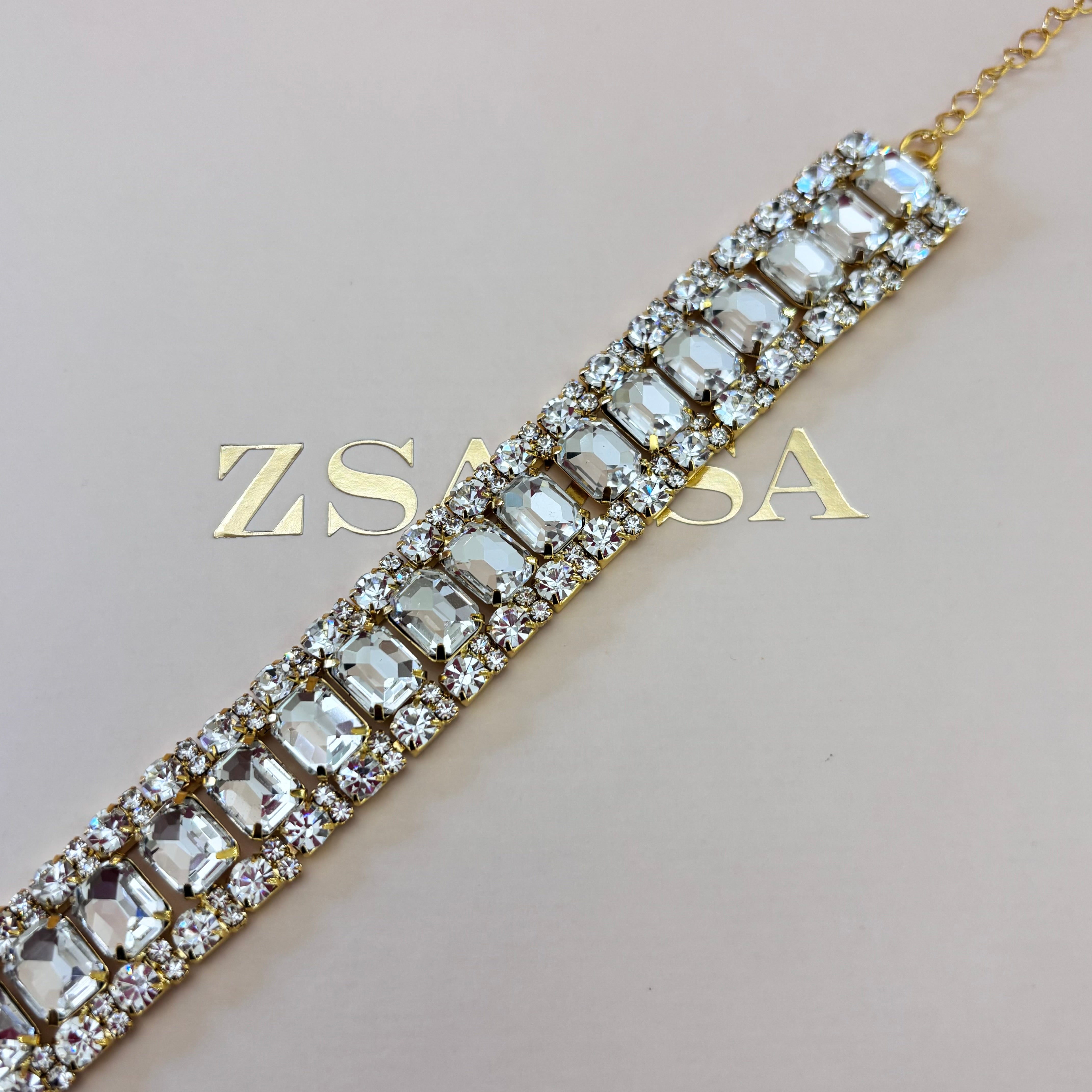 Rectangular rhinestone bangle