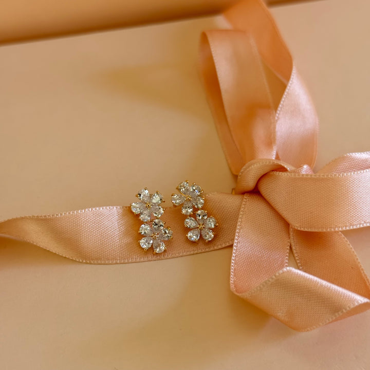 Flowers zircone gold plated earrings