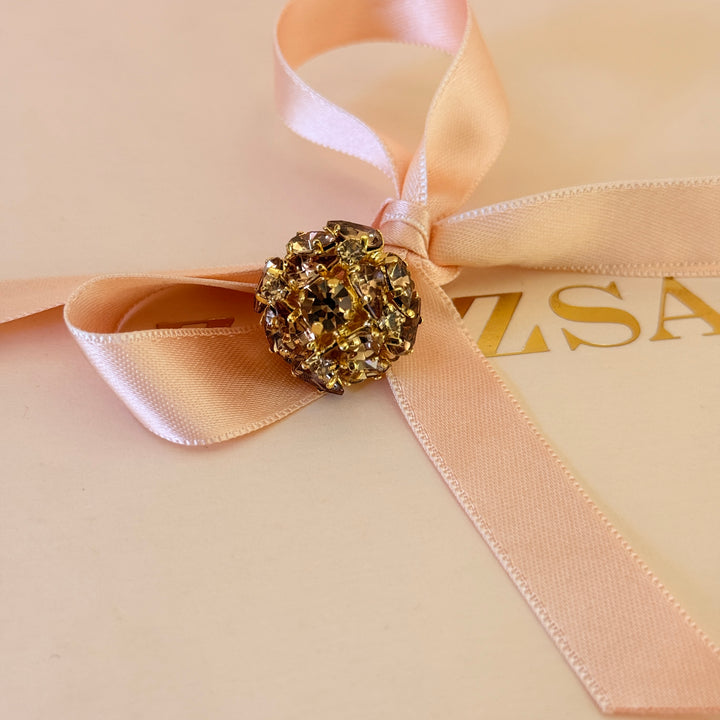 Bronze preciosa crystals gold plated brooch