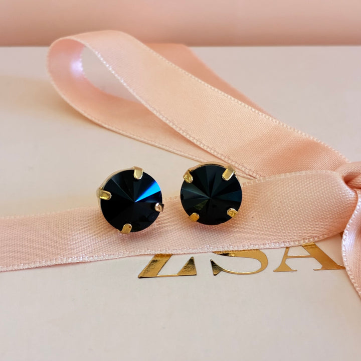 Black Swarovski crystals studs
