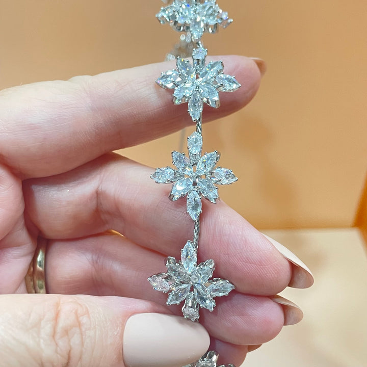 Sliver leaf cubic zircone flexible headpiece