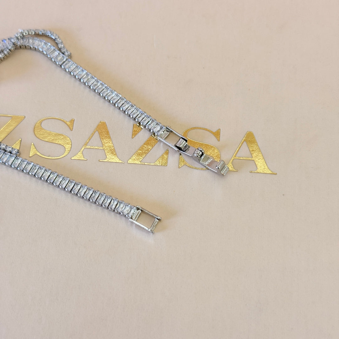 Zircone baguette silver bracelet
