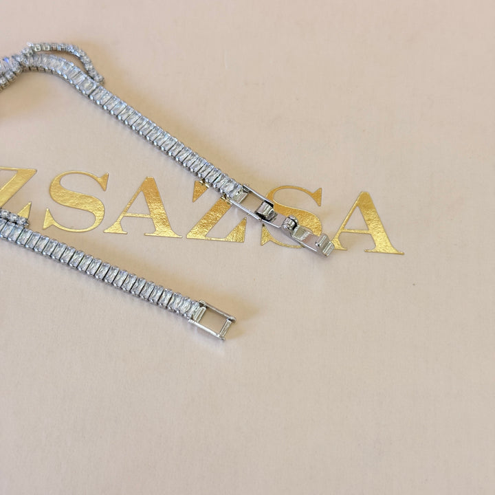 Zircone baguette silver bracelet