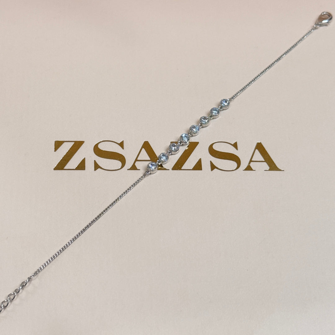 Dainty rounds zircone silver bracelet