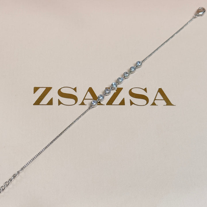 Dainty rounds zircone silver bracelet