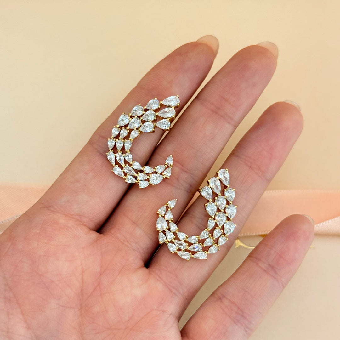 Teardrop Gold Plated Zircone Statement Earrings