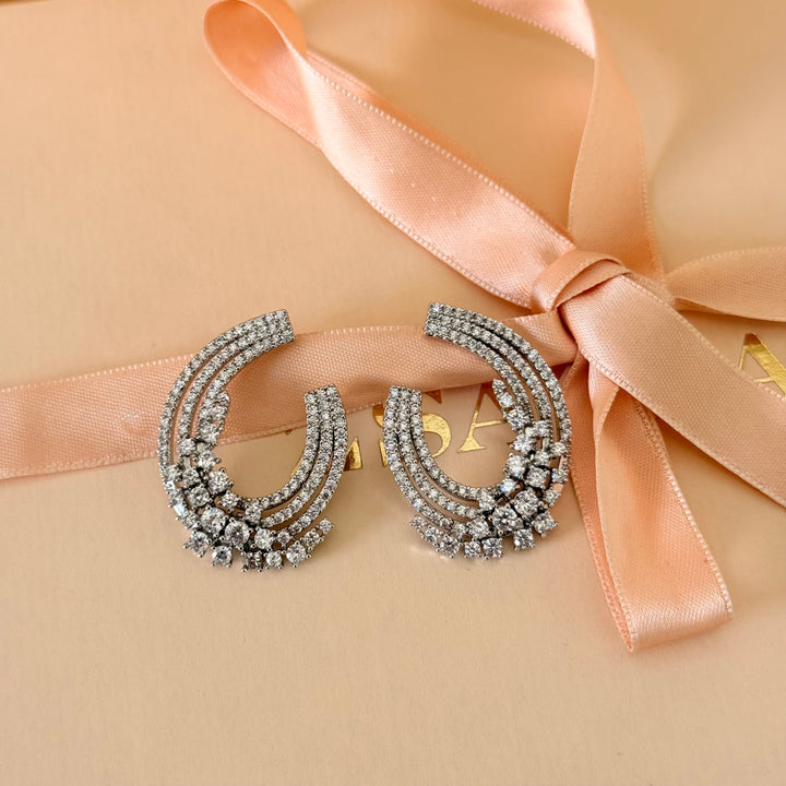 Statement zircone silver earrings