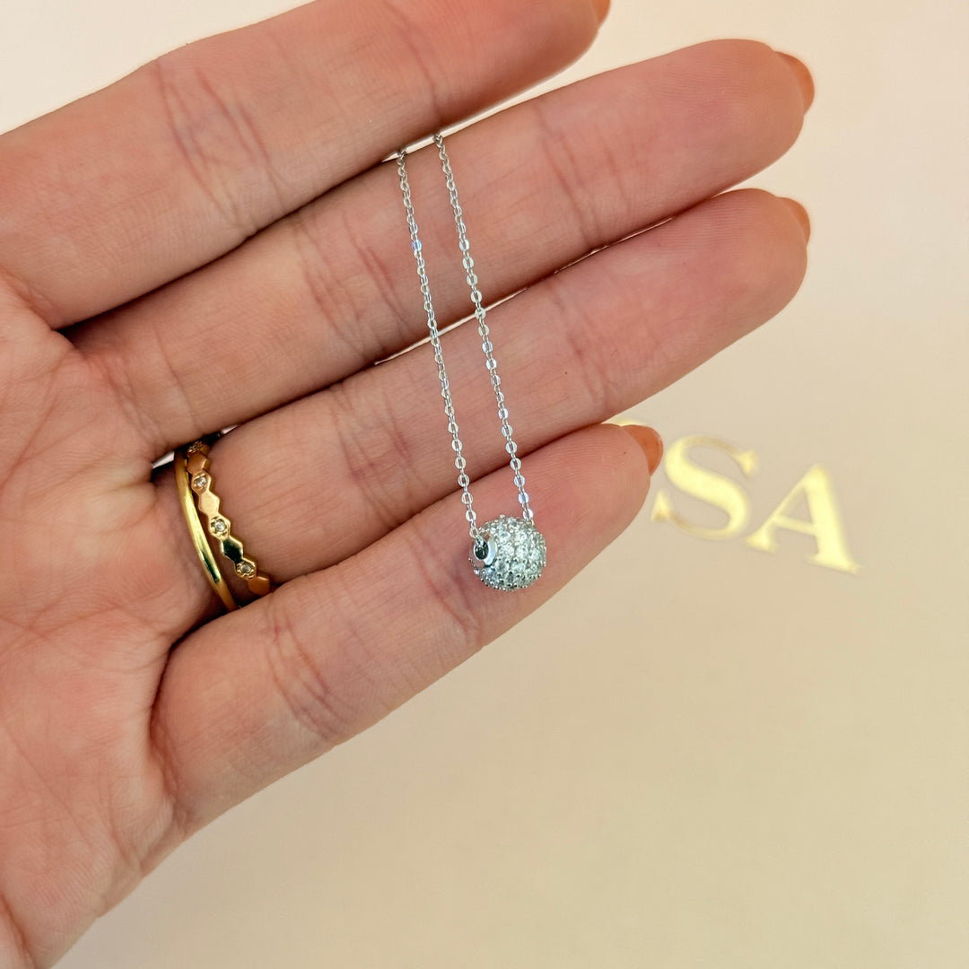 Ball zircone silver pendant