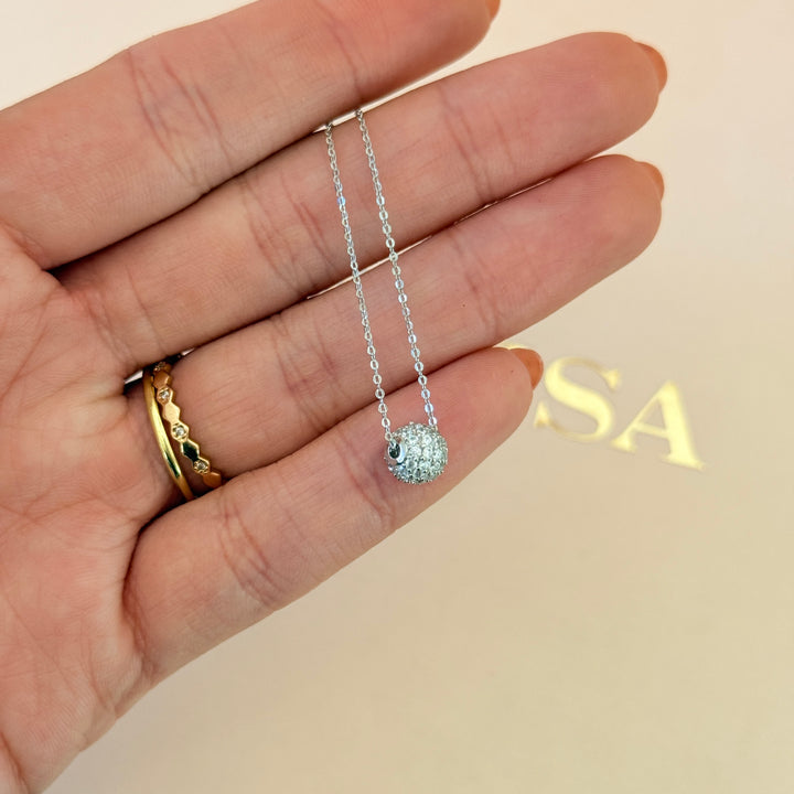 Ball zircone silver pendant