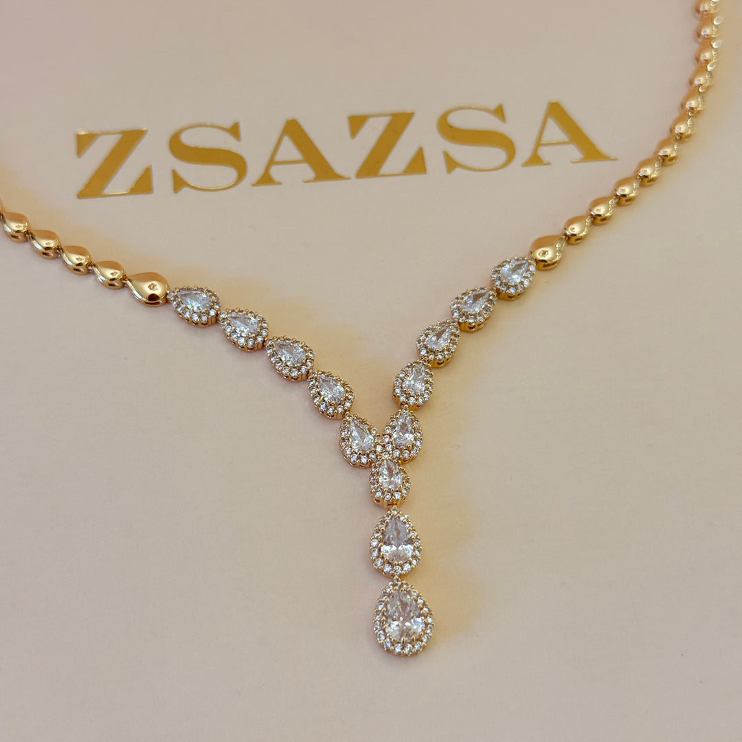 Teardrop zircone gold plated set