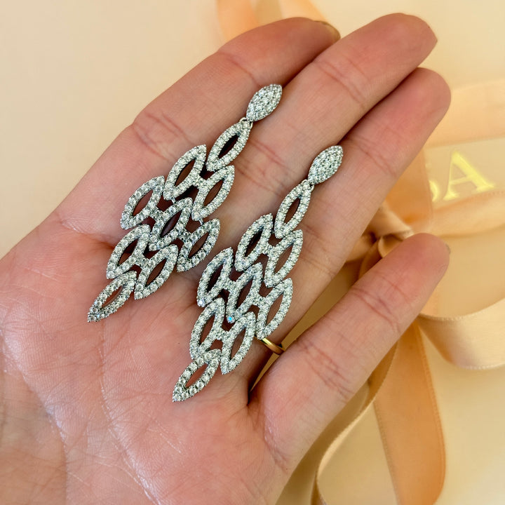 Marquise zircone silver long earrings