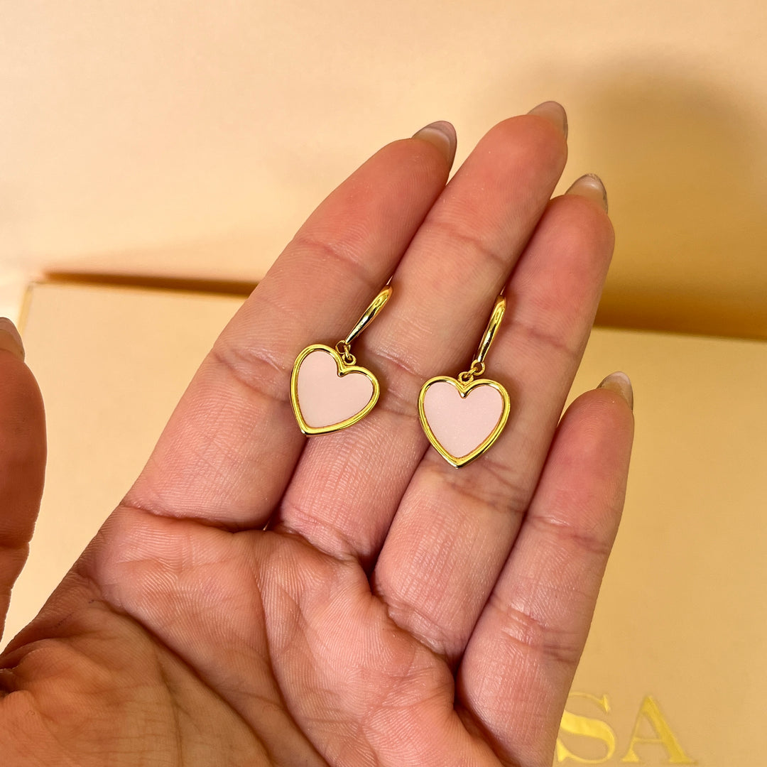 Light pink heart gold plated hooks