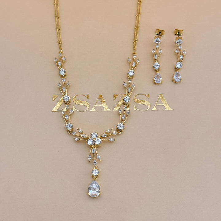 Teardrop zircone gold plated set