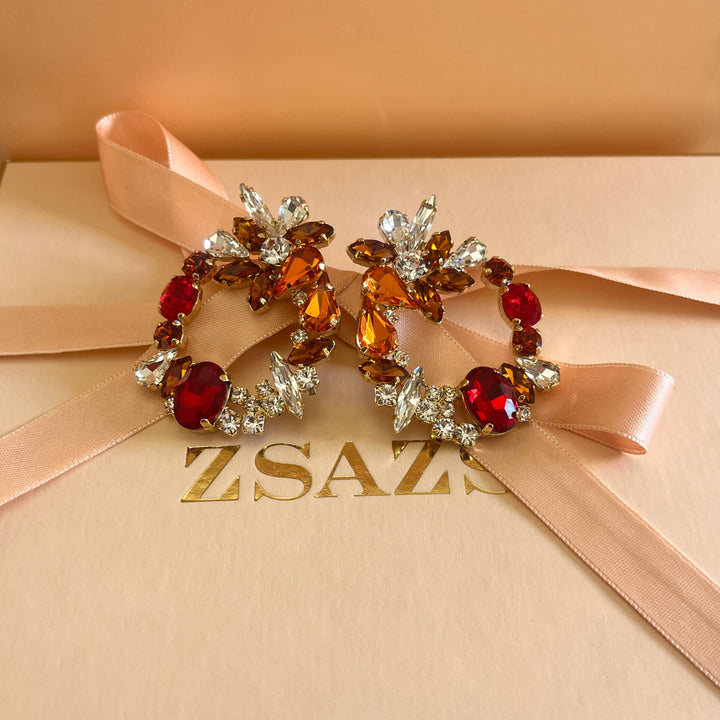 Orange and red Preciosa crystals set