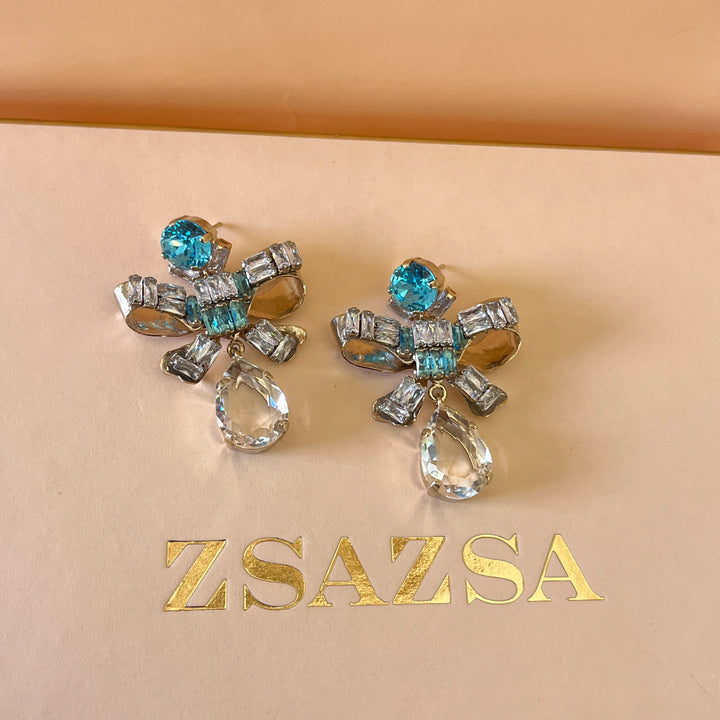 Turquoise Swarovski crystals earrings