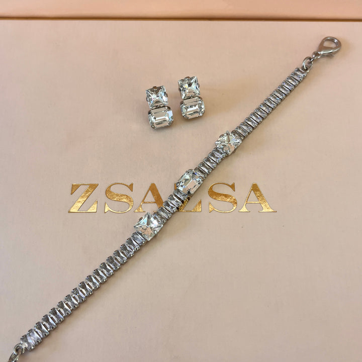 Swarovski crystals and white gold plated earrings and bracelet