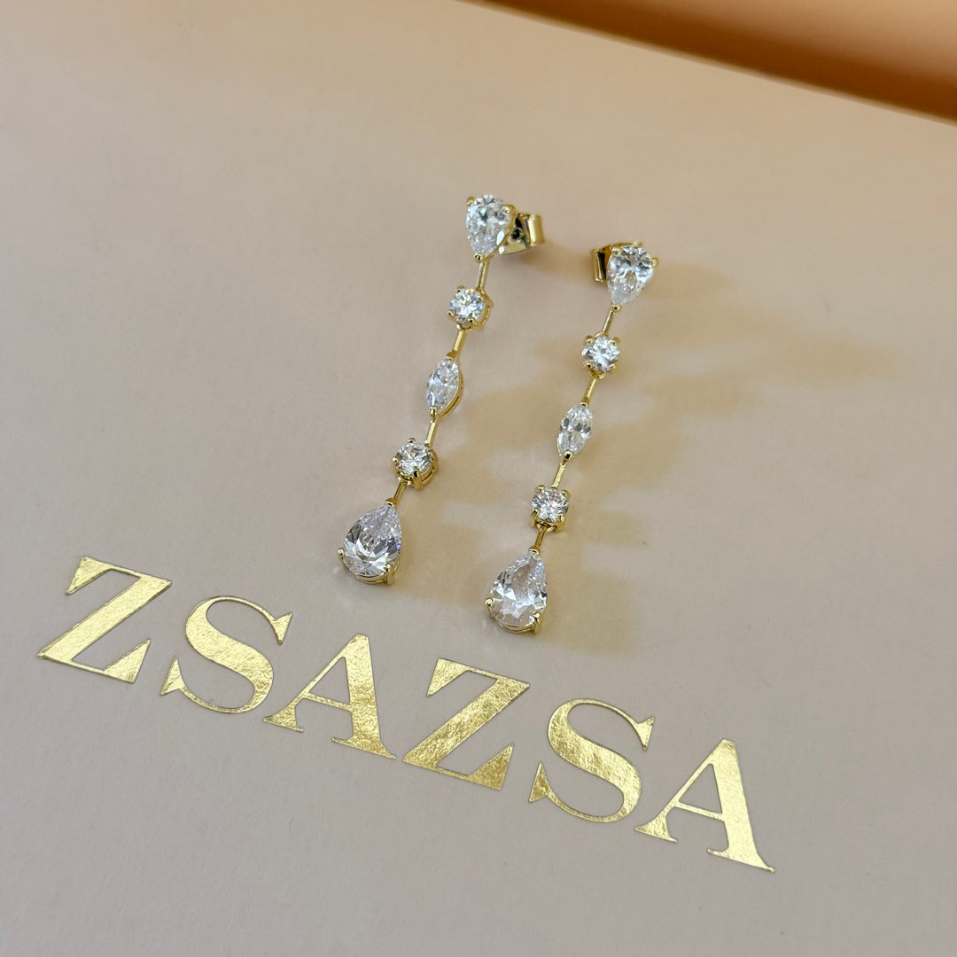 Teardrop zircone gold plated set