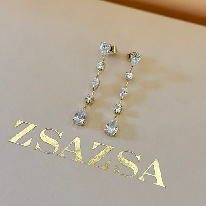 Teardrop zircone gold plated set