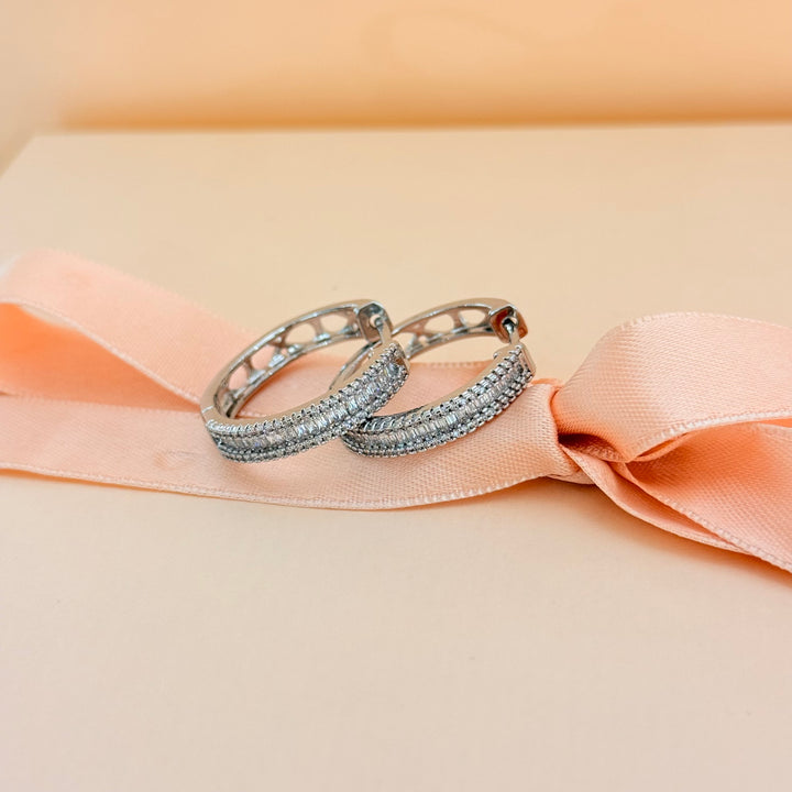 Baguette zircone silver hoops
