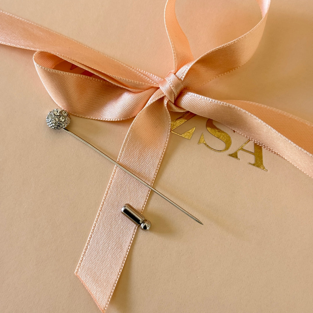 Dainty rhinestone half ball silver pin