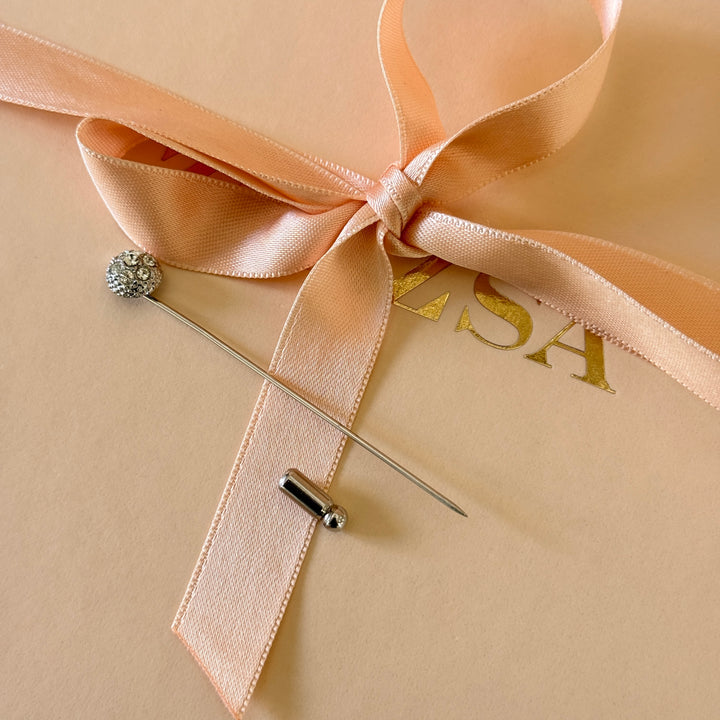 Dainty rhinestone half ball silver pin