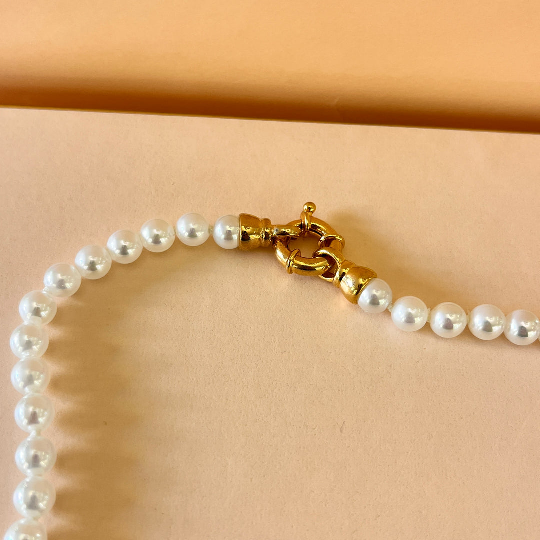 White Mallorca pearls gold plated set