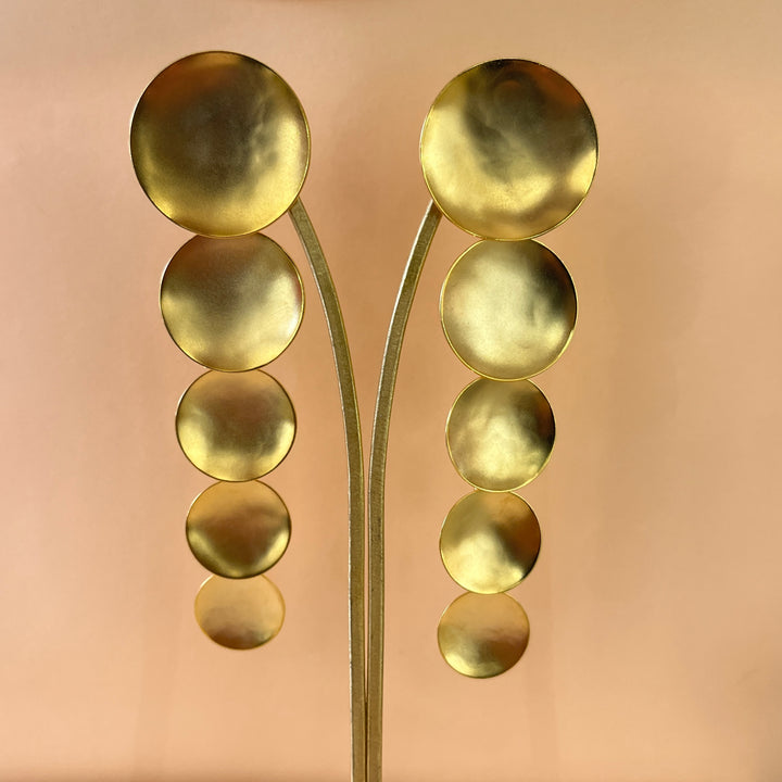 Gold handmade long earrings