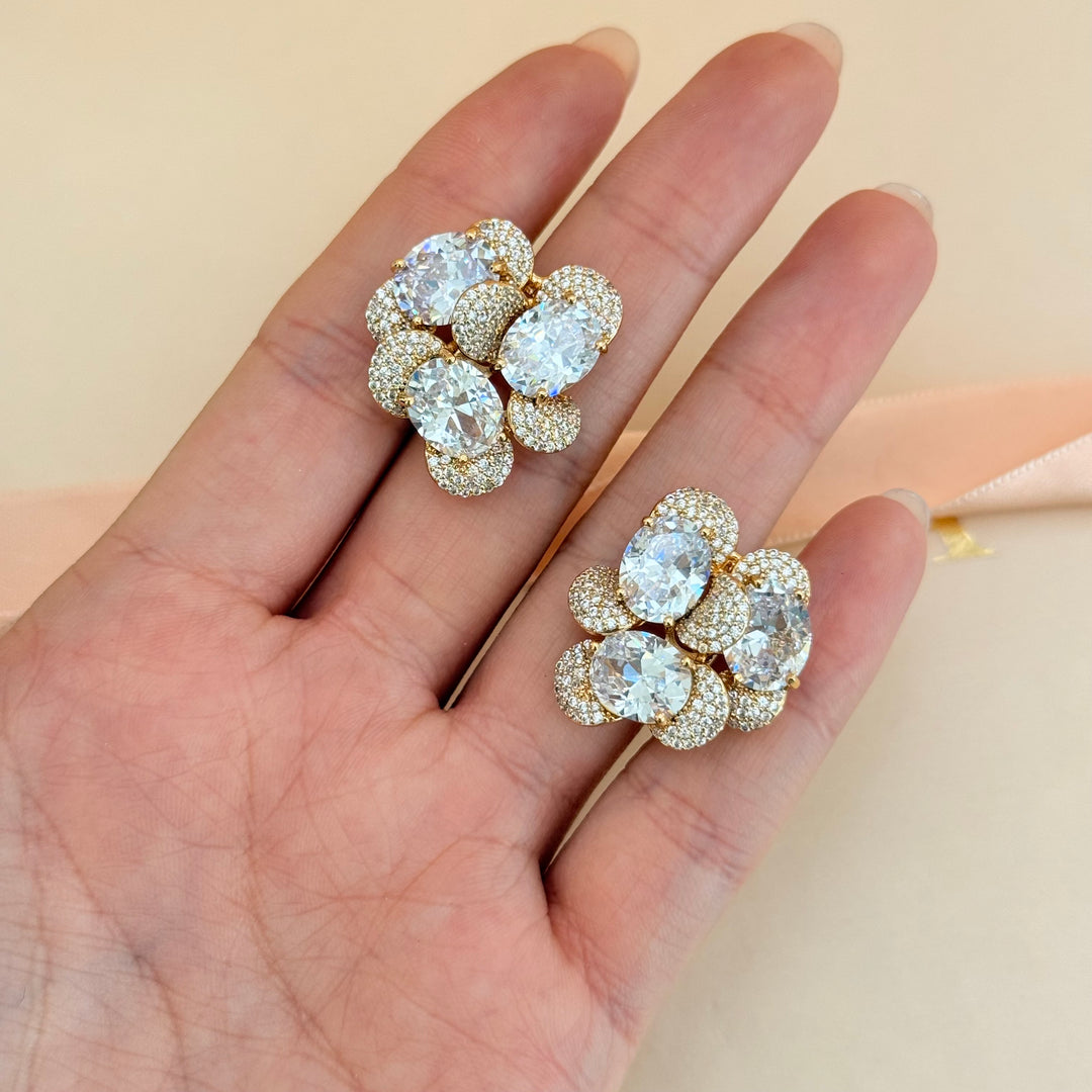 Chunky zircone gold plated stud earrings