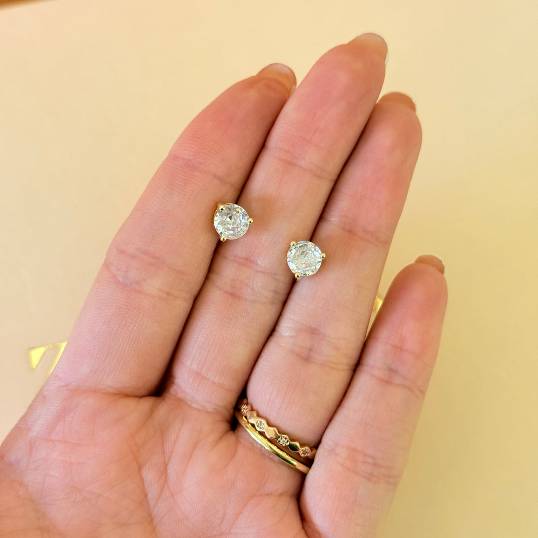 Solitaire zircone sterling silver gold plated set