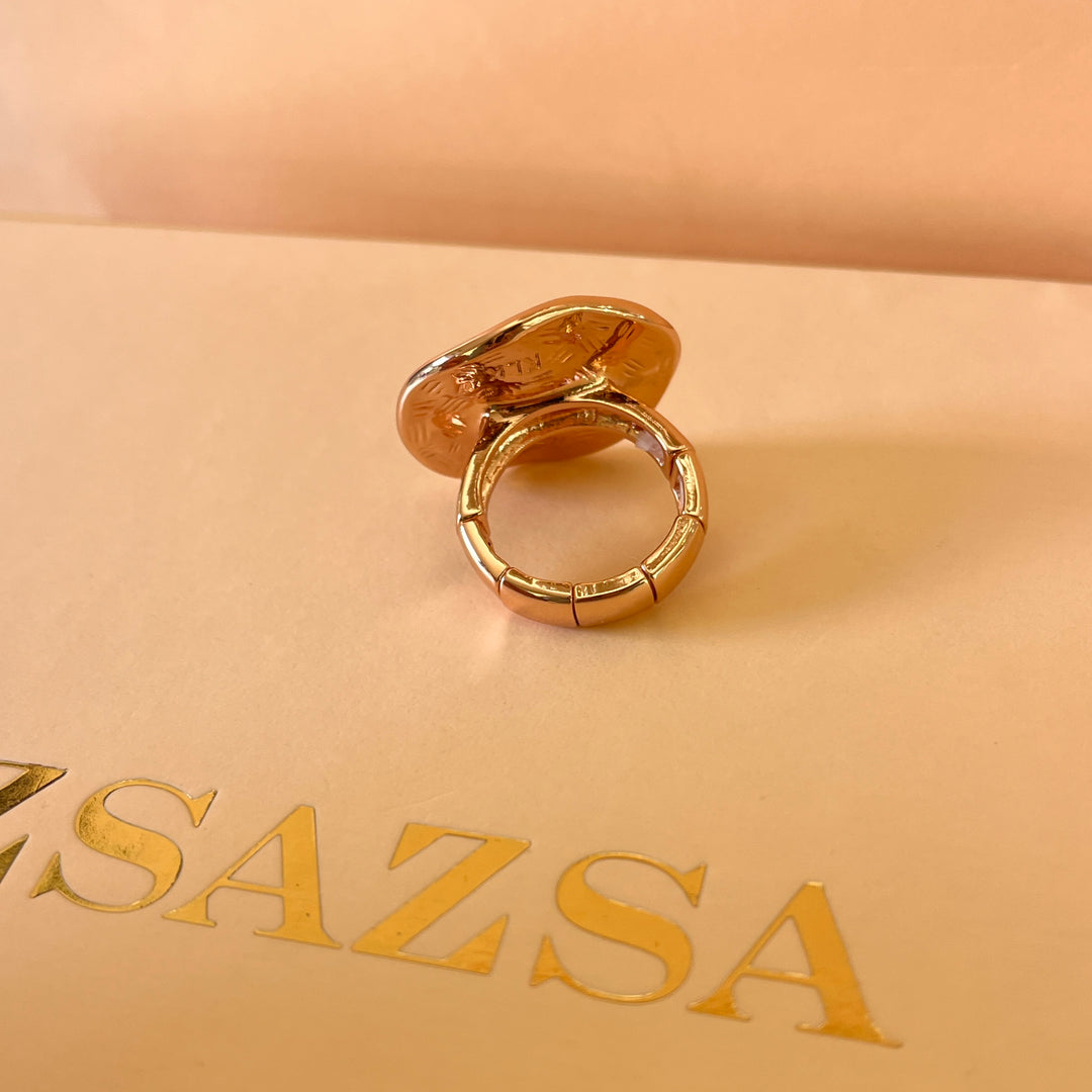 Enamel turquoise, gold and fuchsia round rose gold plated set