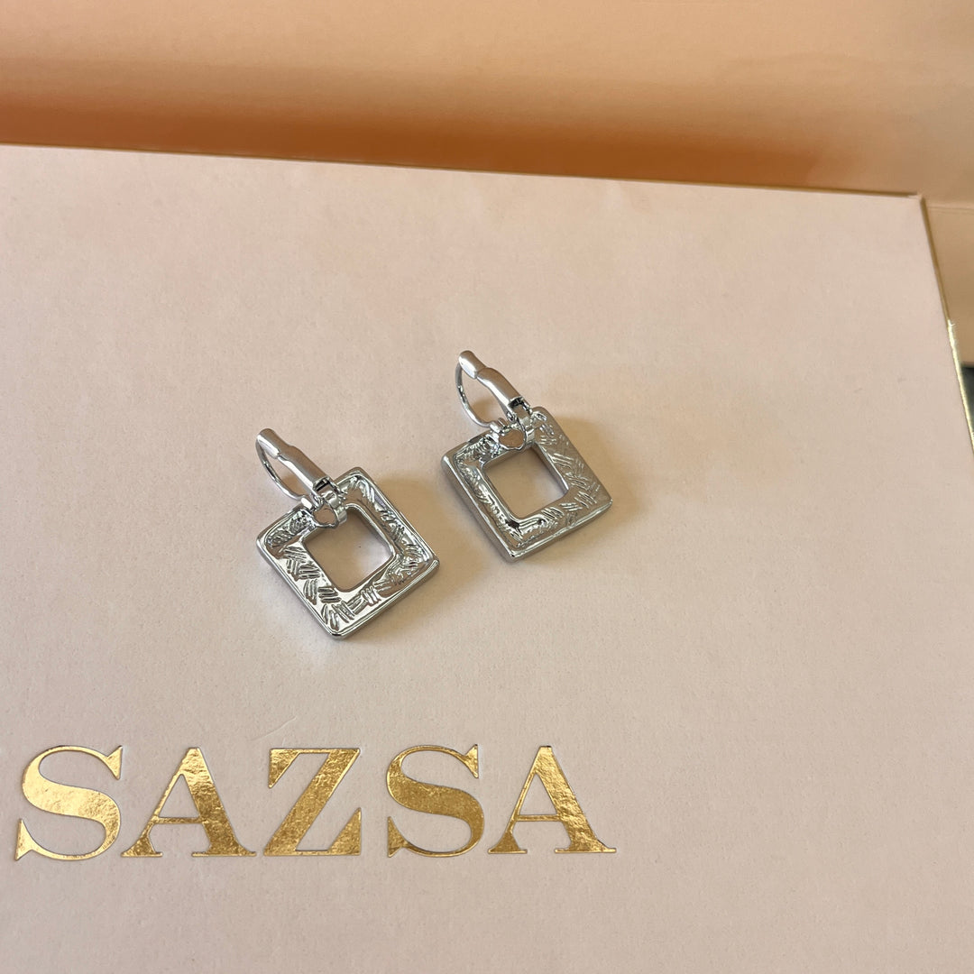 Enamel mint, gold and bronze square white gold plated set