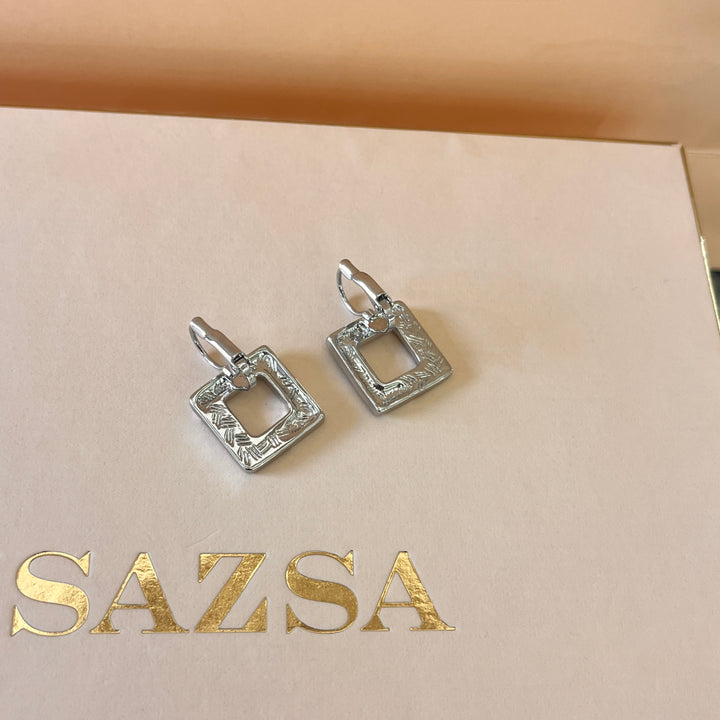 Enamel mint, gold and bronze square white gold plated set