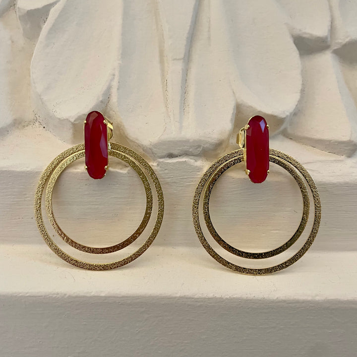 Red Swarovski crystals earring