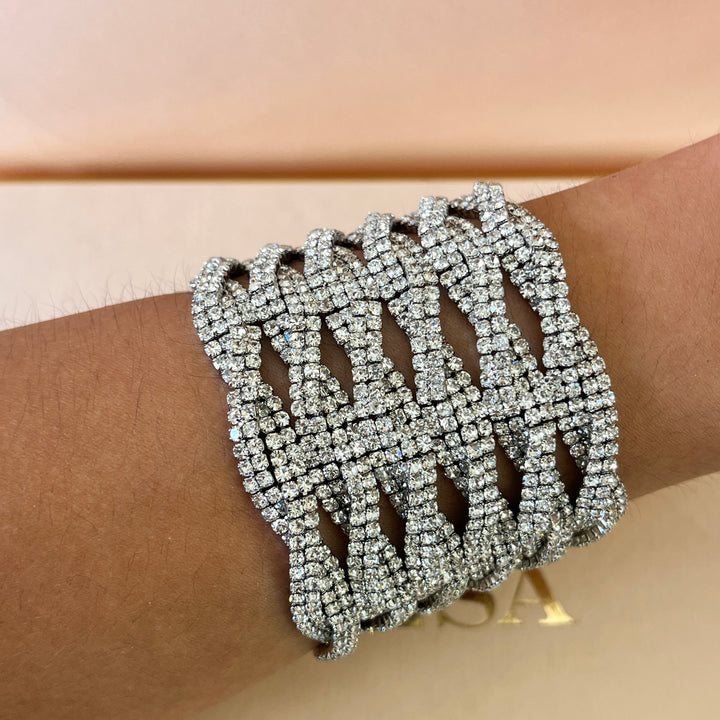 Swarovski crystals think white gold plated bracelet