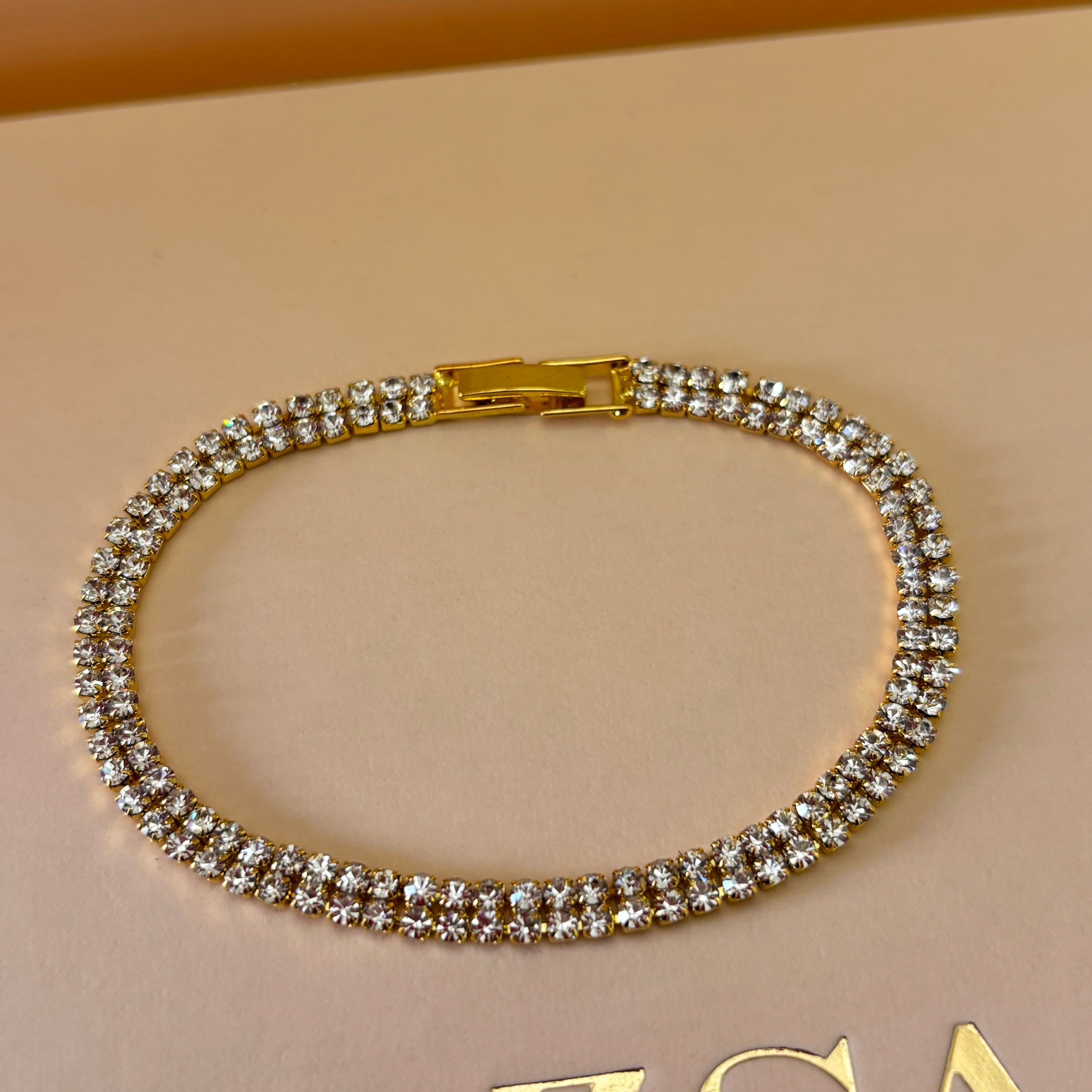 2 rows rhinestone bracelet